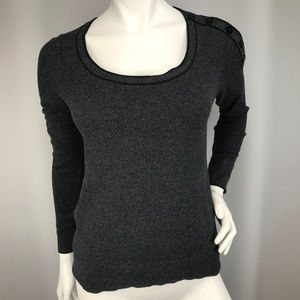 Ann Taylor LOFT Small Gray Sweater Piping Buttons
